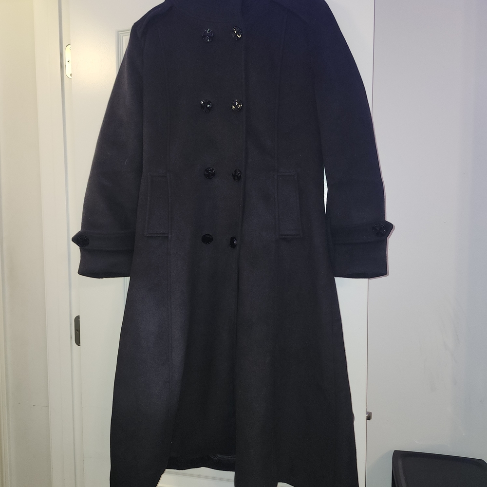 Chic Black Wool Blend Coat Does Not Have Tie String